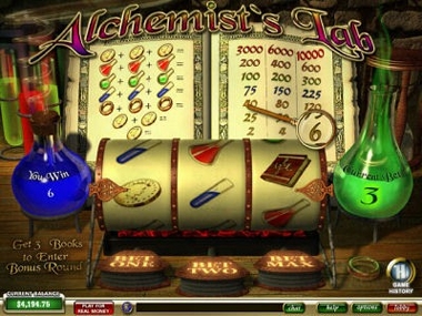 オンラインカジノ シングルラインスロットゲーム Alchemist's lab